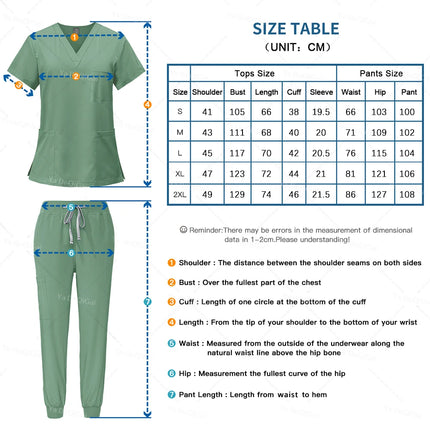 Women Uniform Nursing Scrubs Set Doctor Nurse Workwear Beauty Salon Spa Clothes Scrub Shirt Pants Unisex Medical Nursing Uniform-KarWorkwear