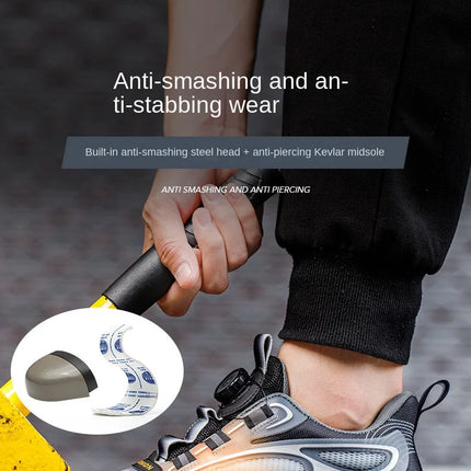 New Men's Safety Shoes with Rotating Buttons,working Sports Shoes, Protective Boots, Parker Steel Shoes,casual Ring Shoes-KarWorkwear
