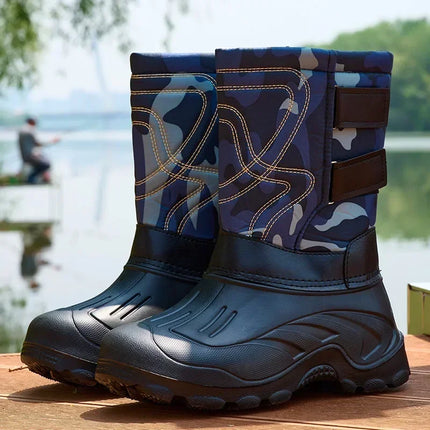 Work Boots for Men Waterproof 2025 Spring New Non-slip Fishing Boots Comfortable Farm Men Boots Winter Plus Cotton Rain Boots