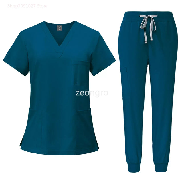 Multicolor Unisex Short Sleeved Pharmacy Nurse Uniform Hospital Doctor Workwear Oral Dental Surgery Uniforms Medical Scrubs Sets-KarWorkwear