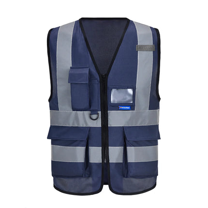 AYKRM High Visibility Reflective Vest  Safety Zip Pocket Hi Viz Security Waistcoats Multi Customized Logo Construction