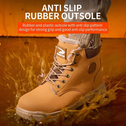 Latest 2024 Fashion Winter Warm Men's Work Safety Boots Waterproof Rugged Steel Toe Shoes Sneakers Safety Protection Coldproof