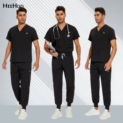 Hospital Doctor Nursing Set Unisex Wholesale Casual Jogger Suits Short Sleeved V-neck Tops Nurse Pants Pharmacy Medical Uniforms-KarWorkwear