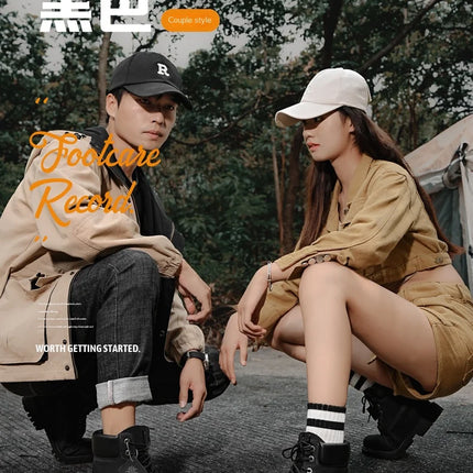 Boots Men High Top Boots High Quality Women Leather Shoes Fashion Outdoor Sneakers Men Lace Up Non-Slip Ankle Boots for Couple