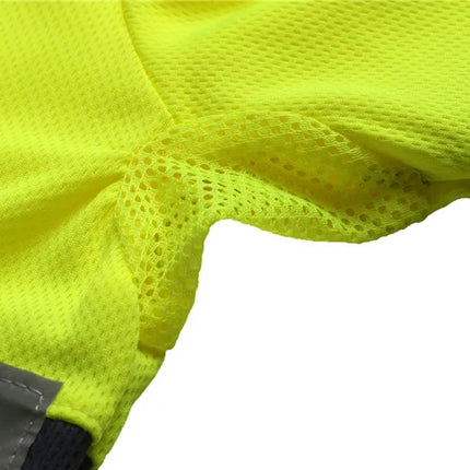 ANSI Class 2 Hi Vis Shirts Yellow Navy Long Sleeve Reflective Polo Shirt Safety Work Shirt for Construction Men