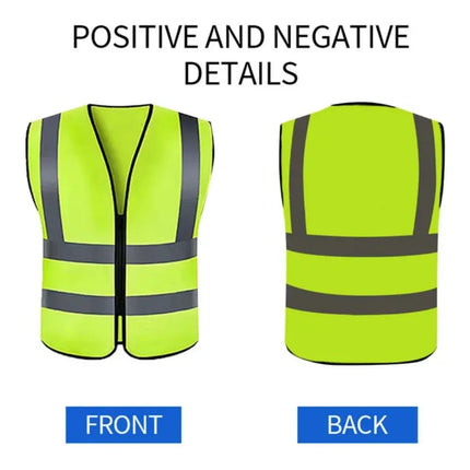 Four zipper style,Reflective vest, construction site, environmental sanitation, traffic, yellow reflective vest, multiple pocket