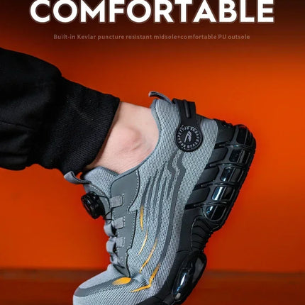 Rotating Button New Safety Shoes Men Anti-smash Anti-puncture Work Shoes Fashion Men Sport Shoes Security Protective Boots Men