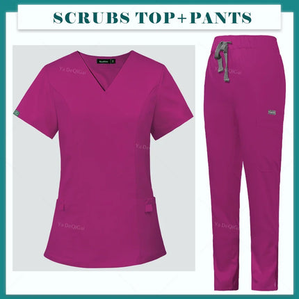 Workwear Nurse Uniform Tops+Straight Pants Medical Nursing Uniform Women Men Pet Shop Beauty Work Suit Doctor Surgery Scrubs Set-KarWorkwear
