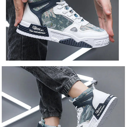 2023 Men Boots High Top Sneakers Casual Platform Leather Skateboard Fashion Designer Luxury Outdoor Sport Tennis Safety Loafers-KarWorkwear