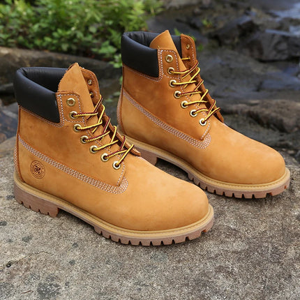 New Work Boots Men's Original Comfy Shoes Outdoor Hiking Leather Casual Shoes For Men Basic Boots Waterproof Yellow Boots