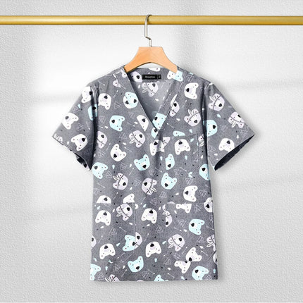 Short Sleeved Custom SPA Uniform Unisex Aesthetic Uniforms Printed Cotton Jacket Tops Fashion Surgical Gown Veterinary Work Wear-KarWorkwear