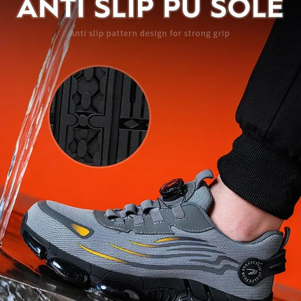 Rotating Button New Safety Shoes Men Anti-smash Anti-puncture Work Shoes Fashion Men Sport Shoes Security Protective Boots Men