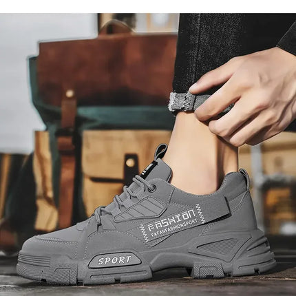 Men's Work Boots with PU Leather Are Versatile Trendy High-quality Comfortable and Feature A Retro Style with Round Toe