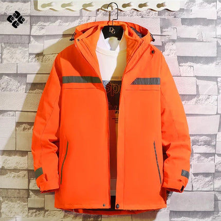 Reflective Jacket Waterproof and Warm with Dechable Fleece Linner 3 in 1 Hi Vis Windproof Workwear Jacket Men for Winter L-7XL