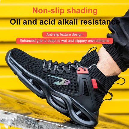 Luminous Steel Toe Boots For Men Non-slip Work Boots Indestructible Shoes Kitchen Restaurant Safety Boots Male Footwear 36-48-KarWorkwear