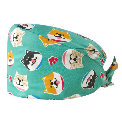 Cartoon Doctor Operating Room Pattern Printed Nursing Head Cap Lab Scrub Pet Hospital Surgical Hat Unisex Dentist Scrub Cap 2023