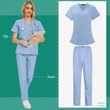Aesthetic Uniforms Woman Scrubs Set Medical Top Jogger Pants Medical Uniforms Sets Pet Clinic Veterinary Work Wear Surgical Gown-KarWorkwear