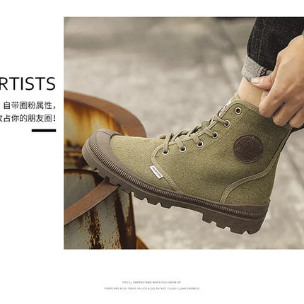 New Fashion High-top Mens Boots Outdoor Comfortable Mens Casual Boots Jungle Mountaineering Men Shoes Wide Bottom Platform Boots-KarWorkwear