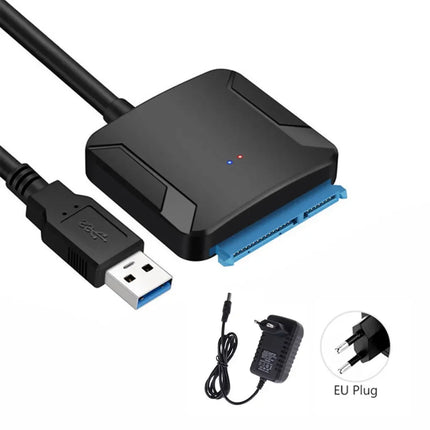 SATA to USB 3.0 Adapter Cable for 3.5/2.5 Inch SSD HDD SATA III Hard Drive Disk Converter Support UASP with 12V Power Adapter