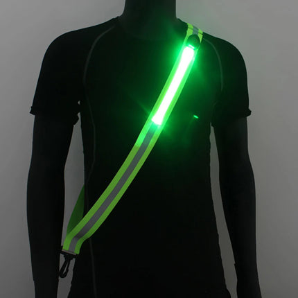 USB Rechargeable LED Reflective Belt Sash High Visibility LED Reflective Belt Safety Reflective Running Gear for Night Running