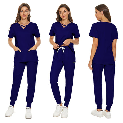 Beauty Salon Women Work Uniforms Plus Size Short-sleeved Health Services Suits Working Suits Summer Fashion Pet Scrubs Costume-KarWorkwear