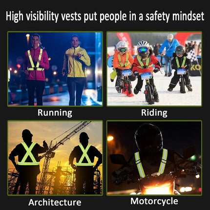 Reflective Safety Vests Lightweight Adjustable Elastic Vest Jacket Hi Vis Reflective Strips for Traffic Control Running Cycling