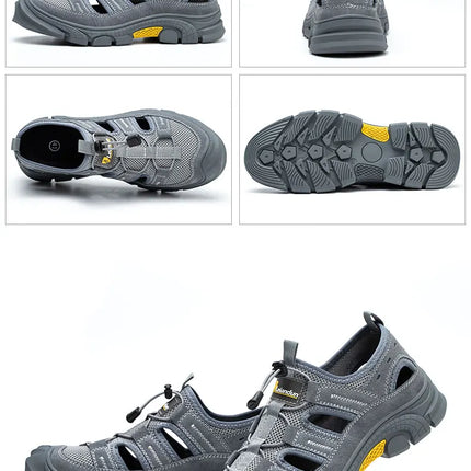 Safety Shoes Men Summer Breathable Work Sandals Men Anti-smash Anti-puncture Indestructible Shoes Work Sneakers Protective Shoes-KarWorkwear