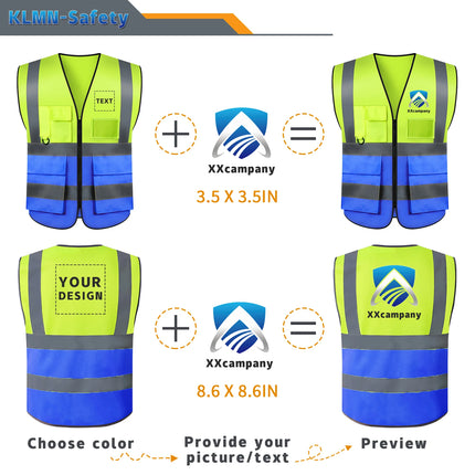 Custom Your Text Logo Reflective Safety Vest Construction Work Traffic Vest Railway Coal Miners Uniform Security ANSI Class 2-KarWorkwear