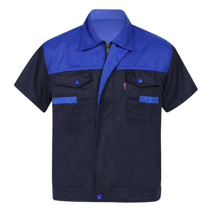 Men Women Short Sleeve Work Coat Workshop Shirts Motor Mechanic Uniform with Two-pocket T-shirts Man Workshop Overalls Top-KarWorkwear