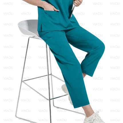 Surgical Uniforms Woman Nursing Sets Pocket Top Straight Pants Medical Nurse Uniform Scrubs Clinical Beauty Salon Hospital Suits-KarWorkwear