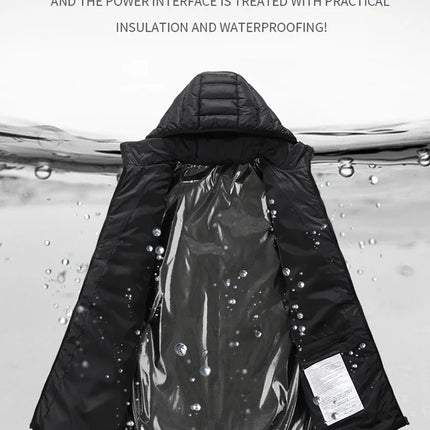 Male Intelligent Heating Workwear Jacket 2025 New USB Multi Control Fast Heating Coat Black Hooded Cotton Jacket Plus Size S-6XL