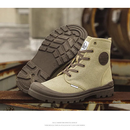 New Fashion High-top Mens Boots Outdoor Comfortable Mens Casual Boots Jungle Mountaineering Men Shoes Wide Bottom Platform Boots-KarWorkwear