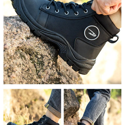 Safety shoes men's leather welding shoes anti-smashing, anti-puncture, non-slip sports Steel toe soft work boots for women-KarWorkwear