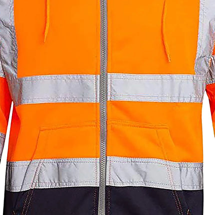 Men Reflective Stripe Hoodie Sweatshirt Long Sleeve Fitting Zipper Hooded Pullover Sanitation Workers Work Clothes Sweatshirt