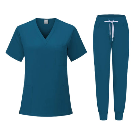 Fashion White Hospital Uniforms Nurse Beauty Dental Salon Work Clothes Custom LOGO Uniform Medical Scrubs Jogger Unisex Sets-KarWorkwear