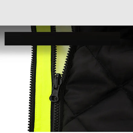 Hi Vis Work Clothing Working Suit For Man Mechanic Warm Winter Reflective Safety Work Coveralls Detachable Cotton Padded Linner