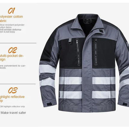 2026 New Work Clothes Men Construction Reflective Safety Coveralls Welding Suit Car Repair Workshop Mechanic Plus Size Clothes