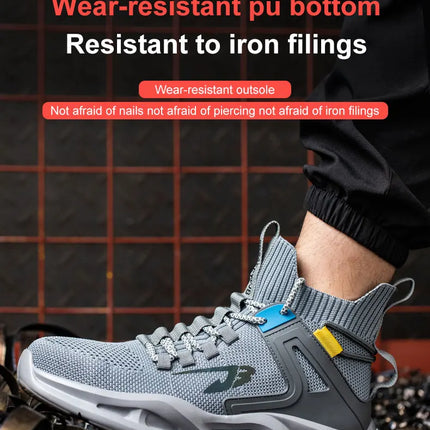 Luminous Steel Toe Boots For Men Non-slip Work Boots Indestructible Shoes Kitchen Restaurant Safety Boots Male Footwear 36-48-KarWorkwear
