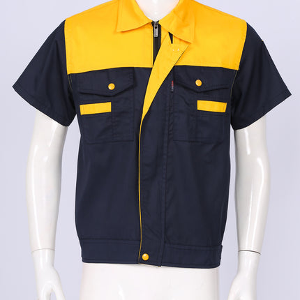 Men Women Short Sleeve Work Coat Workshop Shirts Motor Mechanic Uniform with Two-pocket T-shirts Man Workshop Overalls Top-KarWorkwear