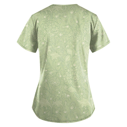 2023 Women Nurse Scrub Working Uniforms Pocket T-Shirt Workwear V-Neck Tops For Female Blouse Print Short Sleeve Hospital Mujer-KarWorkwear