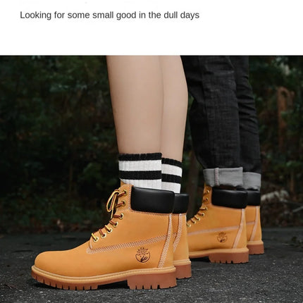 Boots Men High Top Boots High Quality Women Leather Shoes Fashion Outdoor Sneakers Men Lace Up Non-Slip Ankle Boots for Couple