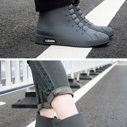 Versatile Casual Short-barreled Waterproof Shoes Men Women Lined With Fleece Warmth Anti-slip Wear-resistant Outdoors Rain Boots
