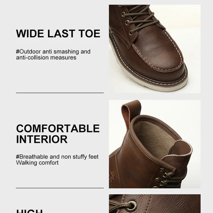 High quality leather boots Men Work Boots Waterproof Safety Shoes Men Autumn winter boots Steel toe shoes Puncture-Proof Boots