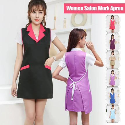 Women Salon Apron SPA Barber Shop Work Clothes Dress Hairdresser Beauty Salon Apron Manicure Shop Uniform Sleeveless Aprons-KarWorkwear