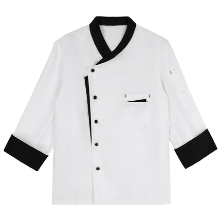 Unisex Mens Womens Chef Jacket Long Sleeve Contrast Color Coat Restaurant Kitchen Cooking Apparel Work Wear Uniform with Hat-KarWorkwear