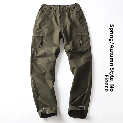 Outdoor Workwear Pants Men's Loose Fce Lined Thi Soft ell Hiking Pants Windproof Waterproof Polyester Fiber Straight Leg