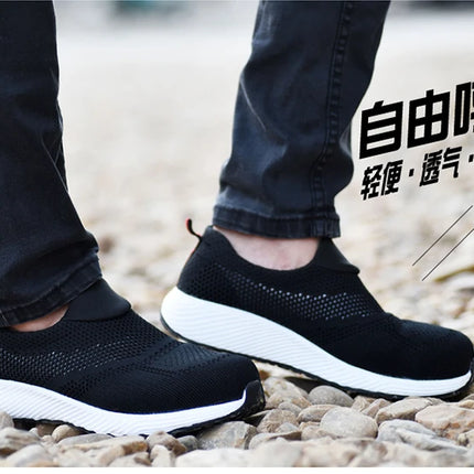 New 2022 Summer Breathable Men Casual Shoes Steel Toe Cap Indestructible Safety Working Shoes Outdoor Men Footwear-KarWorkwear