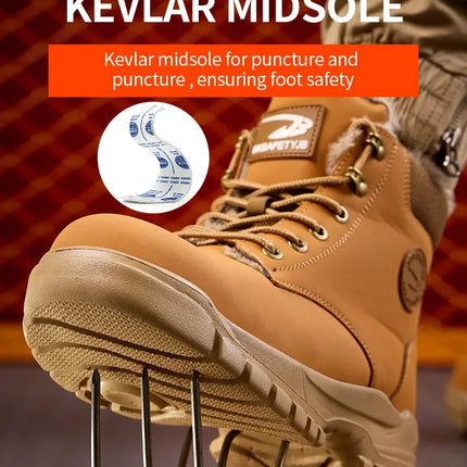 Latest 2024 Fashion Winter Warm Men's Work Safety Boots Waterproof Rugged Steel Toe Shoes Sneakers Safety Protection Coldproof