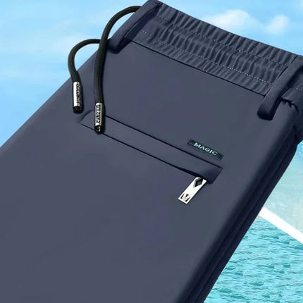 Men Elastic Waist Pants Male Casual Stretch Classic Brand Business Straight Leg Clothing Trousers Solid Color Comfortable Pants