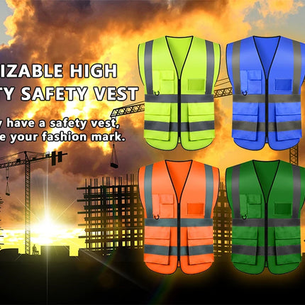 Custom Your Text Logo Reflective Safety Vest Construction Work Traffic Vest Railway Coal Miners Uniform Security ANSI Class 2-KarWorkwear